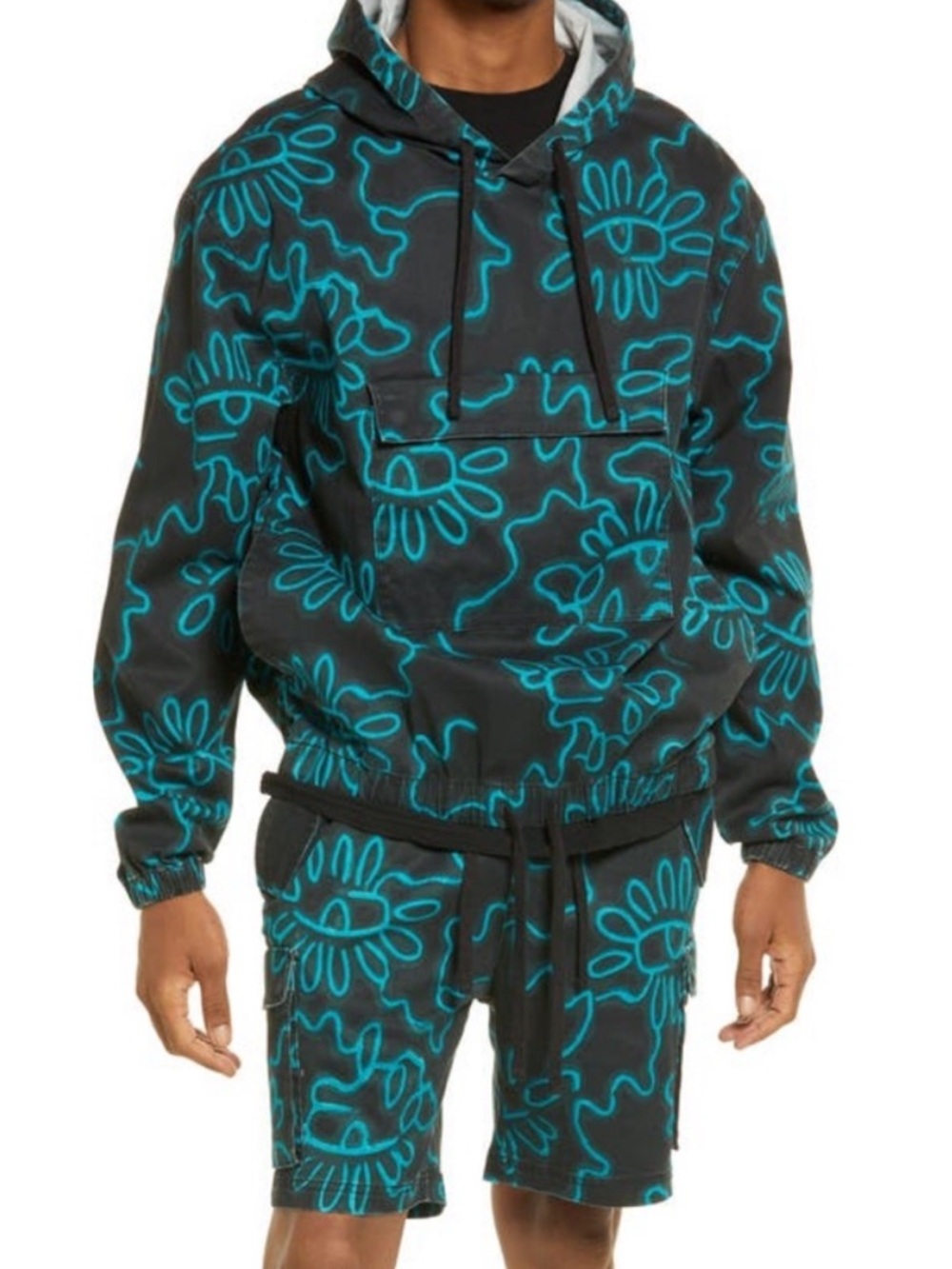 NWT Cristina Martinez x Nordstrom Graffiti Jacket Hoodie Anorak L